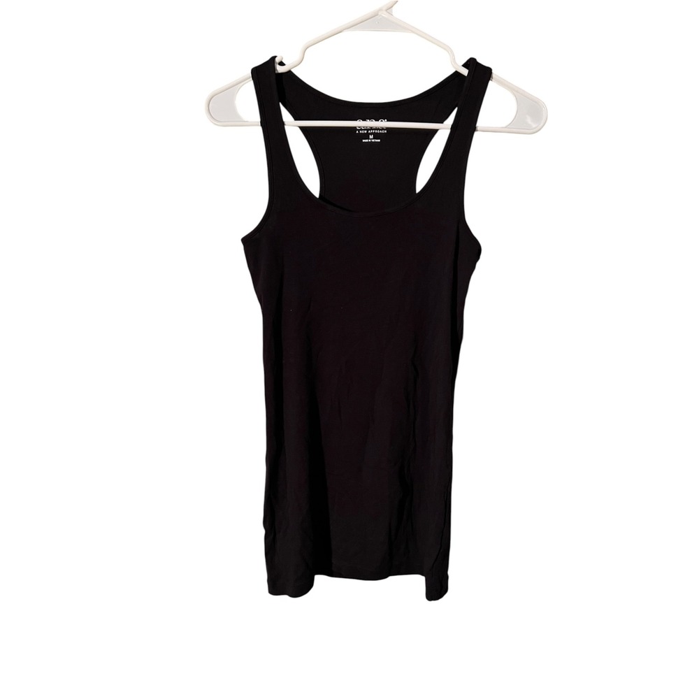 A.N.A. Women's Size Medium Scoop Neck Tank Top Black Racerback Stretch Cotton
